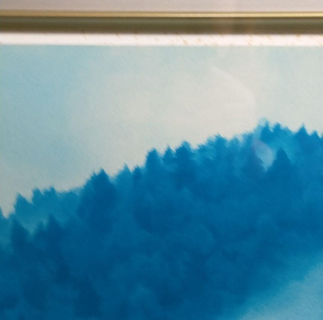 真作 新復刻画 東山魁夷 「 山雲湧く 」 版画 よごれあり ★626