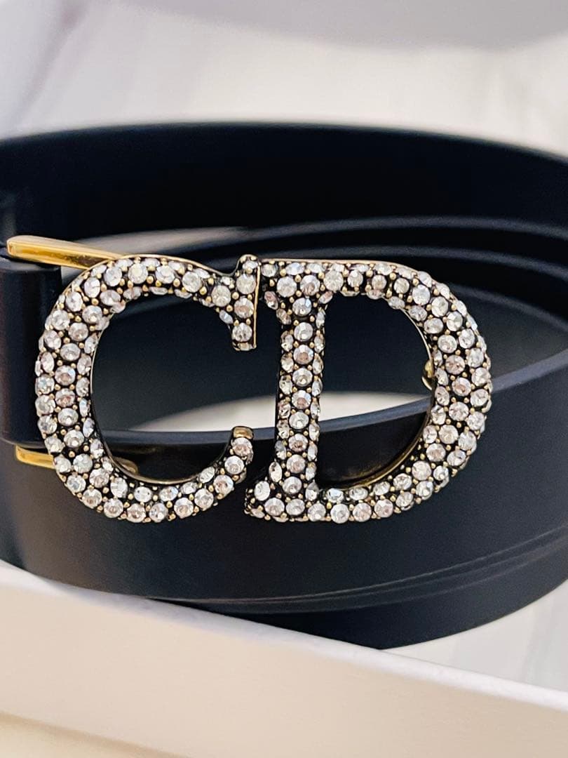 クリスチャンディオール ラインストーン CDロゴゴールド金具 DIOR ブラック