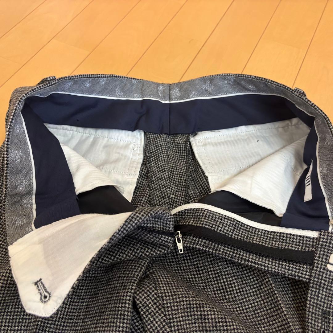 うっちースーツセレクト　尾州ウール　ハウンドトゥース　黒グレー　Y4