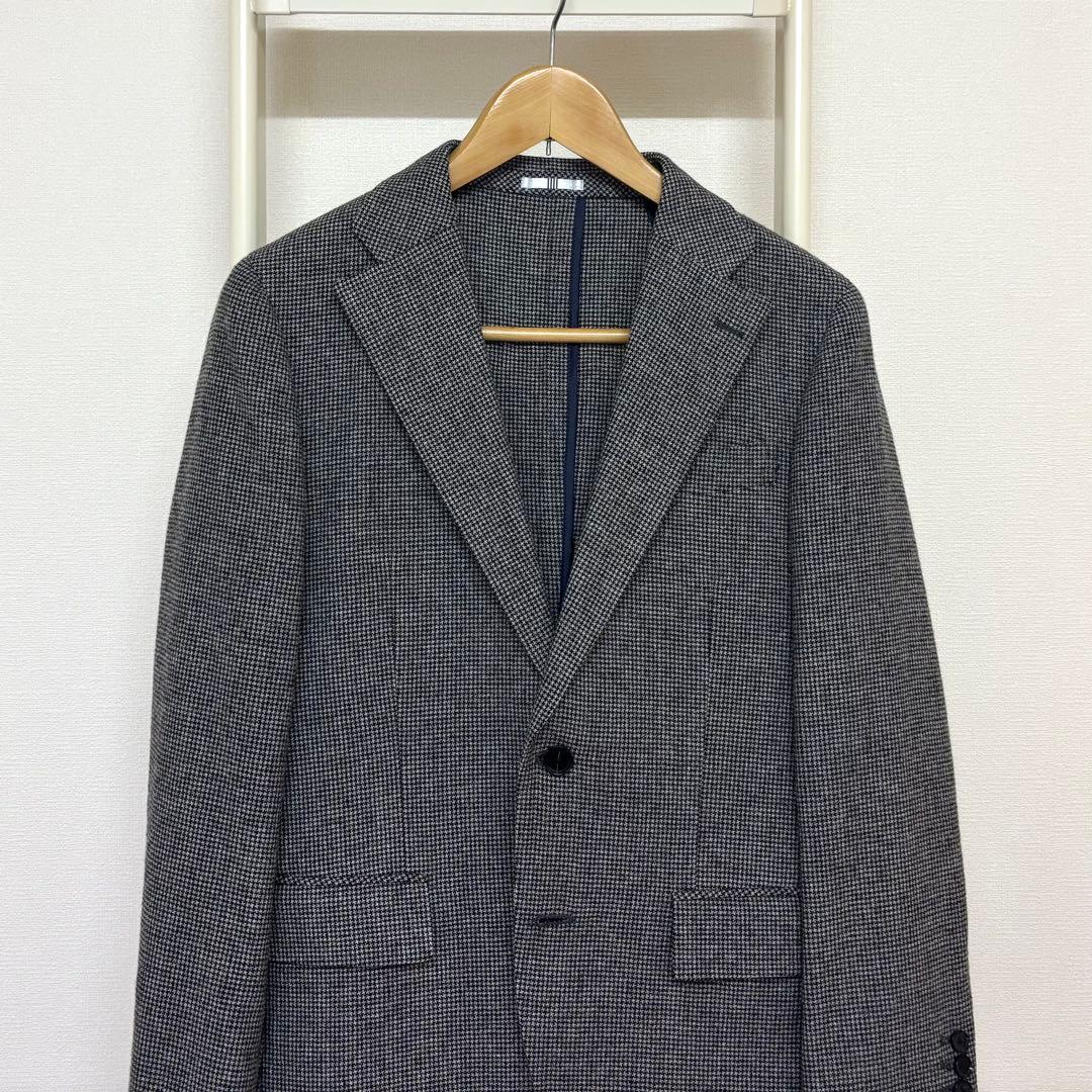 うっちースーツセレクト　尾州ウール　ハウンドトゥース　黒グレー　Y4