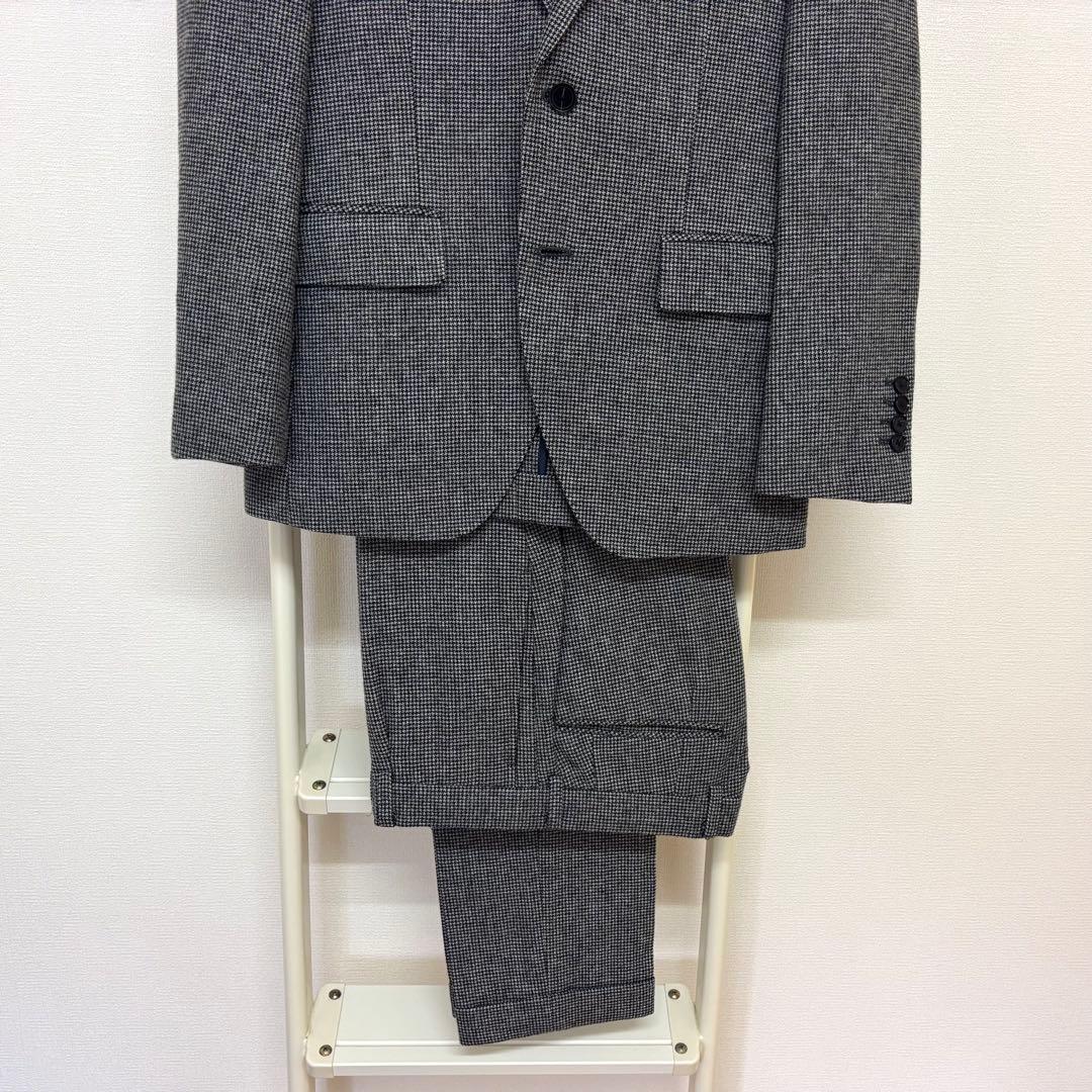 うっちースーツセレクト　尾州ウール　ハウンドトゥース　黒グレー　Y4