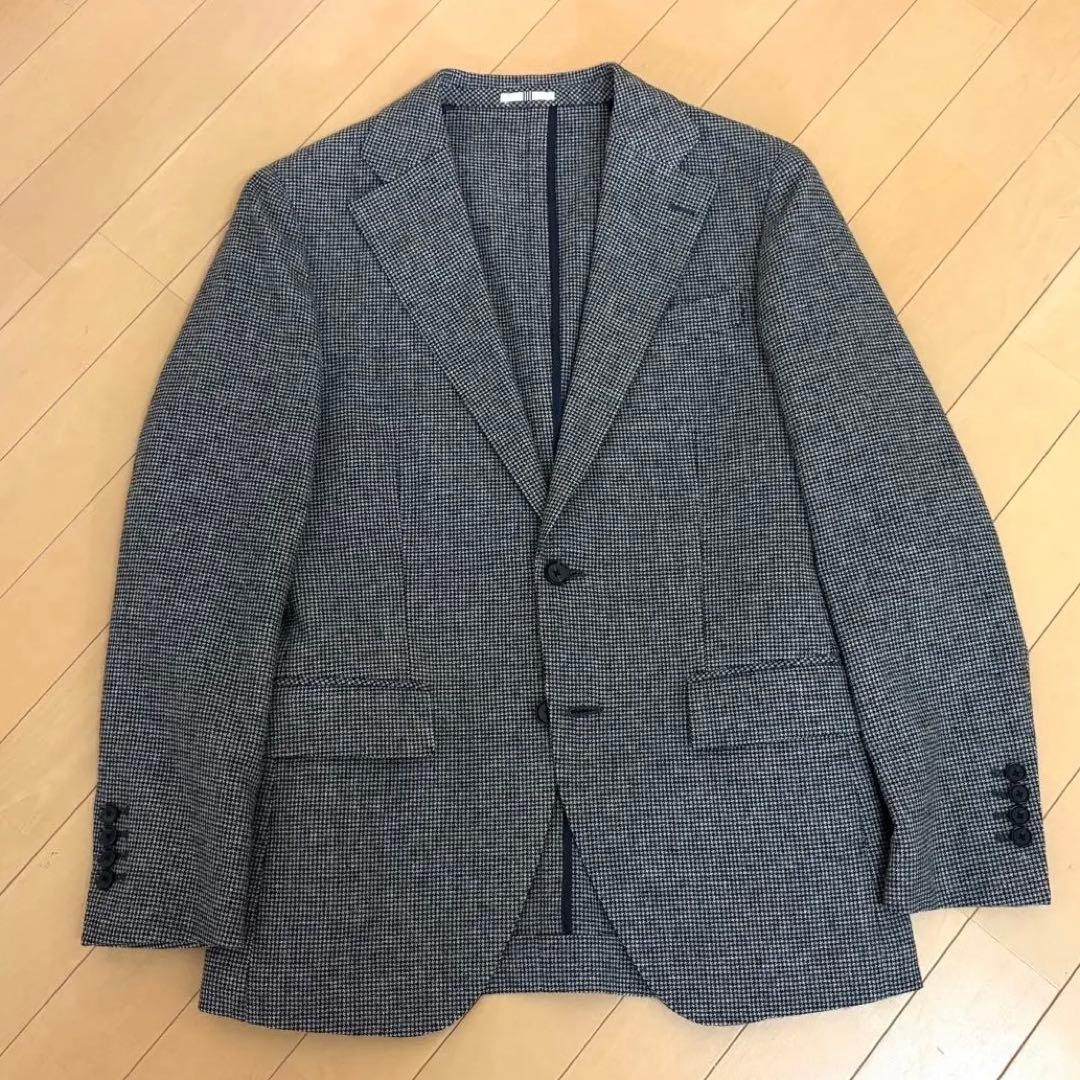 うっちースーツセレクト　尾州ウール　ハウンドトゥース　黒グレー　Y4