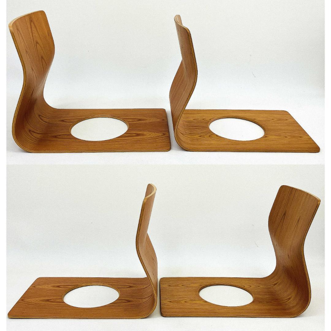 Tendo 天童木工 座椅子 2脚セット 藤森健次 曲げ木 ケヤキ板目 曲木⑥