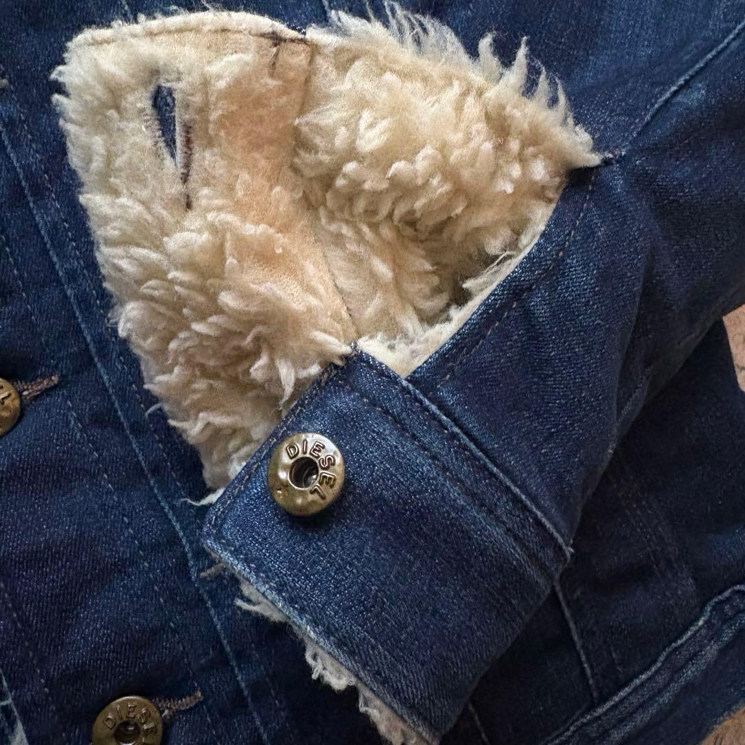 ★裏地ボア★ DIESEL デニム ジャケット 紺 インディゴ ロゴボタン