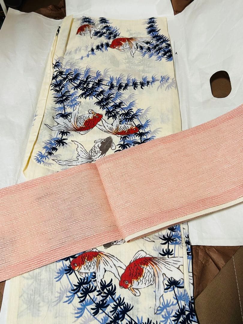 金魚柄 浴衣・帯セット 加花