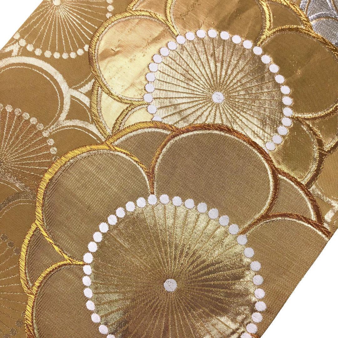 ☆ 袋帯 宝彩 24金箔 プラチナ箔 美しい花模様 金銀糸 O-5889