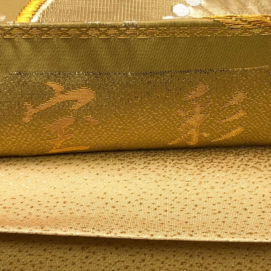☆ 袋帯 宝彩 24金箔 プラチナ箔 美しい花模様 金銀糸 O-5889