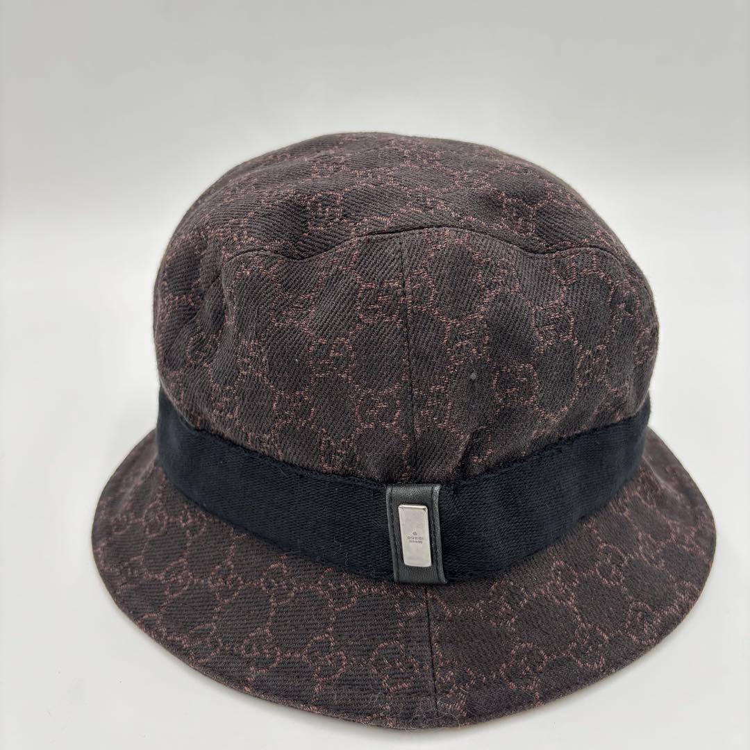 GUCCI グッチ GGキャンバス バケットハット 帽子 Mサイズ　ブラウン