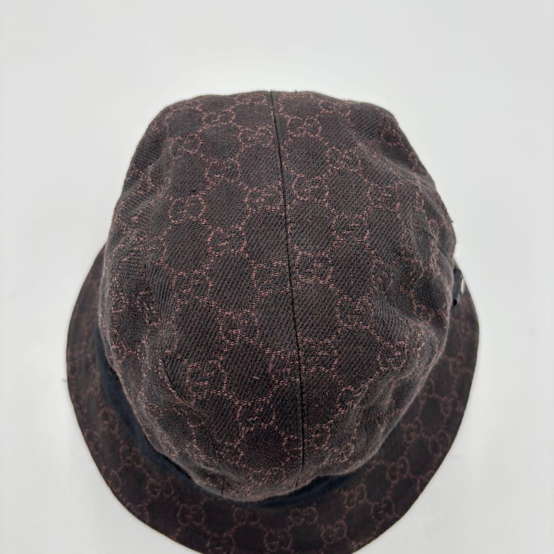 GUCCI グッチ GGキャンバス バケットハット 帽子 Mサイズ　ブラウン