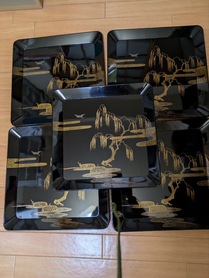 漆器 膳 金色装飾 正方形