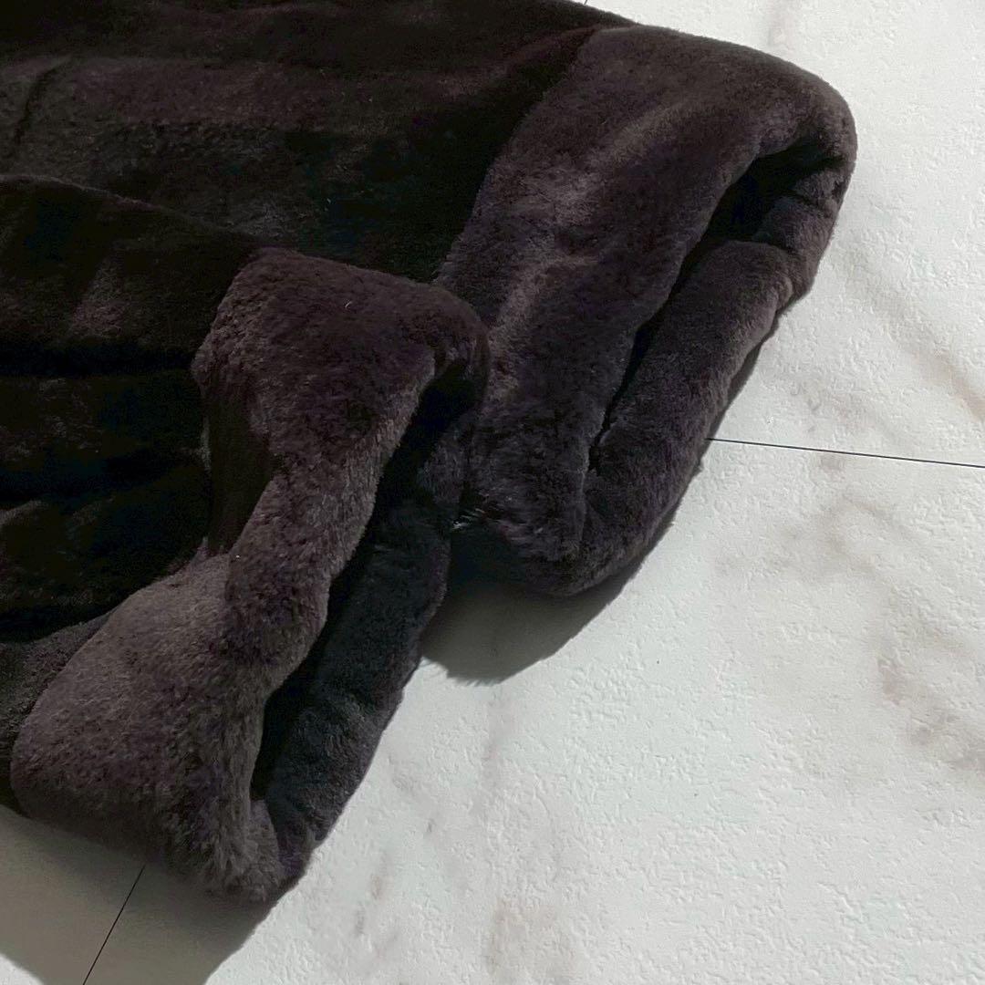 美品✨ モカブラウン シェアードミンク ロングコート フロントポケット サイズF