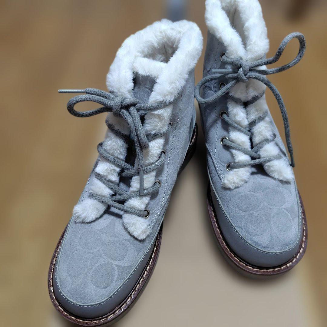 コーチグレー ムートンブーツ スエード