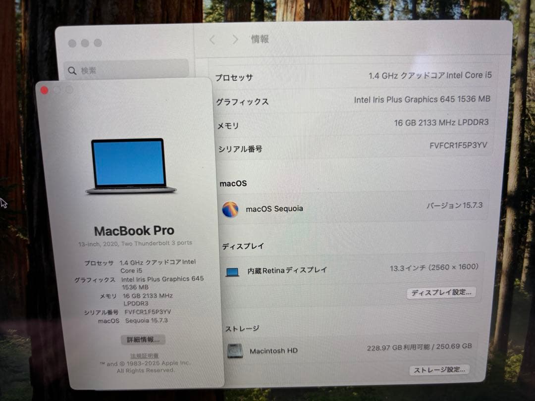 MacBook Pro 2020 13インチ　A2289 256GB 16GB