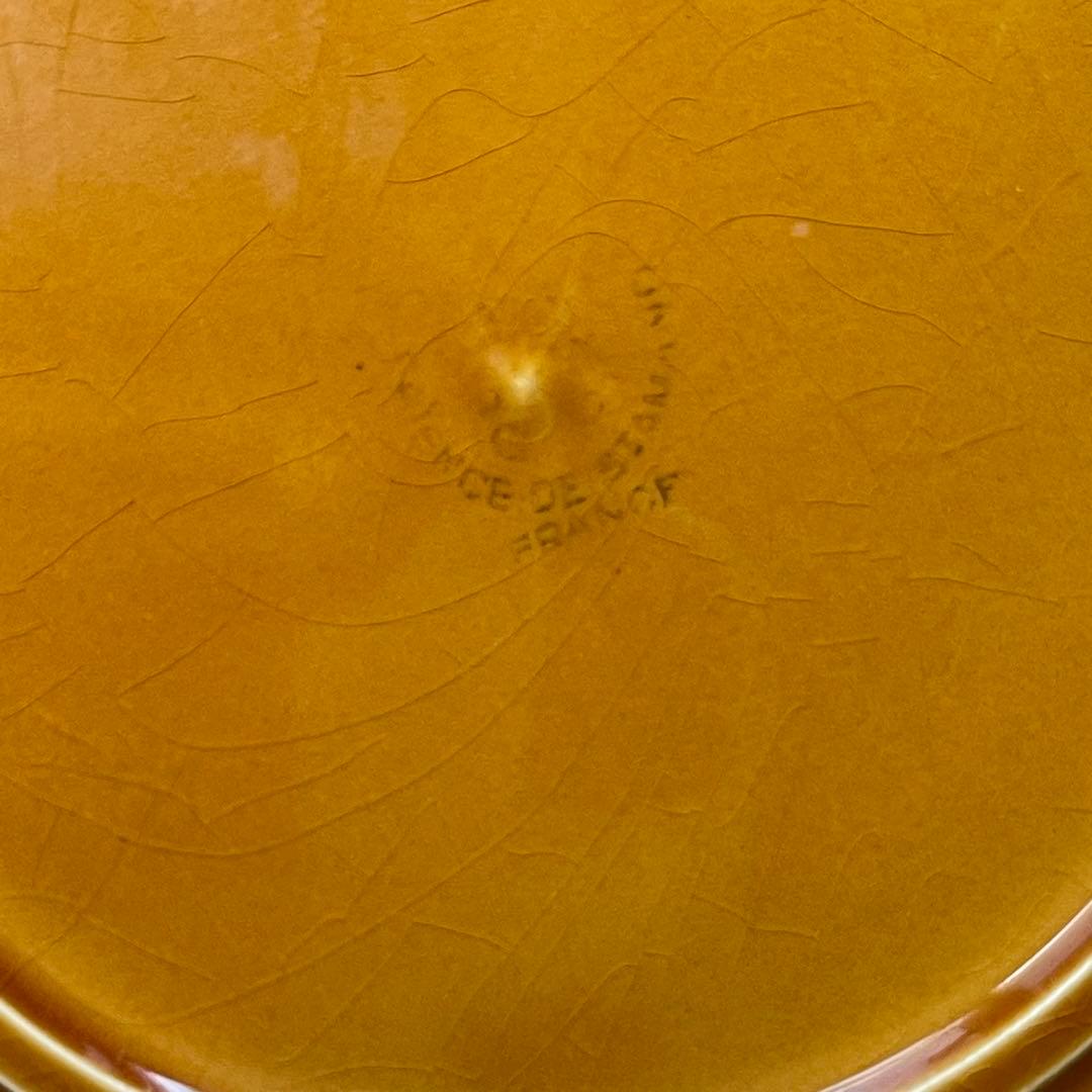 フランスヴィンテージ　サンタマン窯　プレート2点イエローブラウン古道具ブロカント