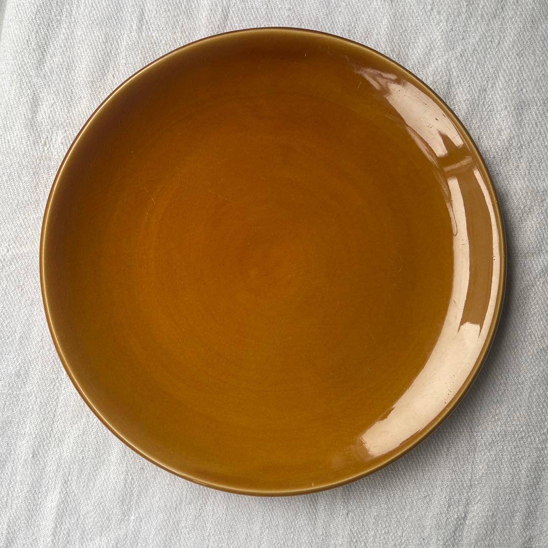 フランスヴィンテージ　サンタマン窯　プレート2点イエローブラウン古道具ブロカント