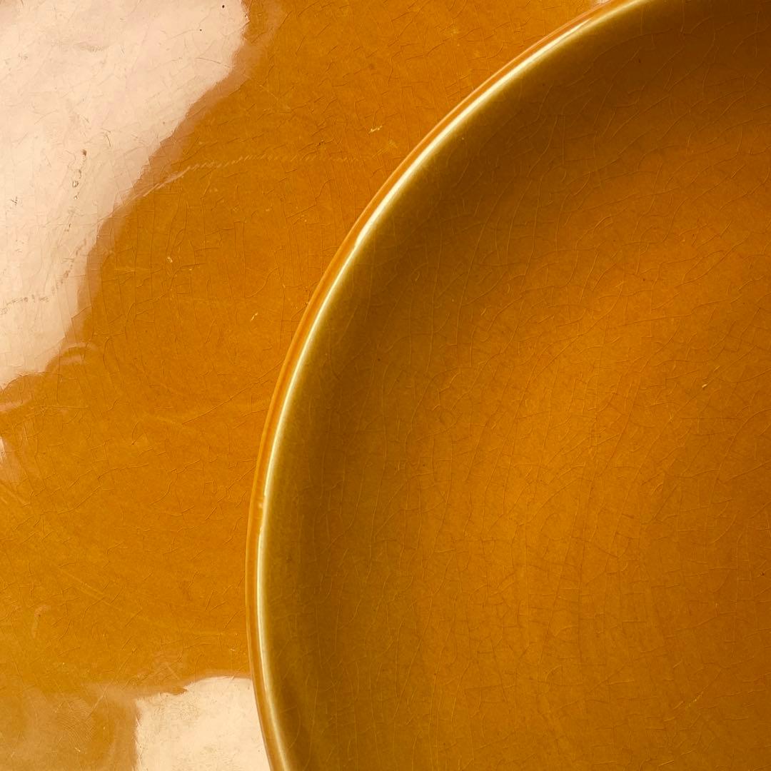 フランスヴィンテージ　サンタマン窯　プレート2点イエローブラウン古道具ブロカント