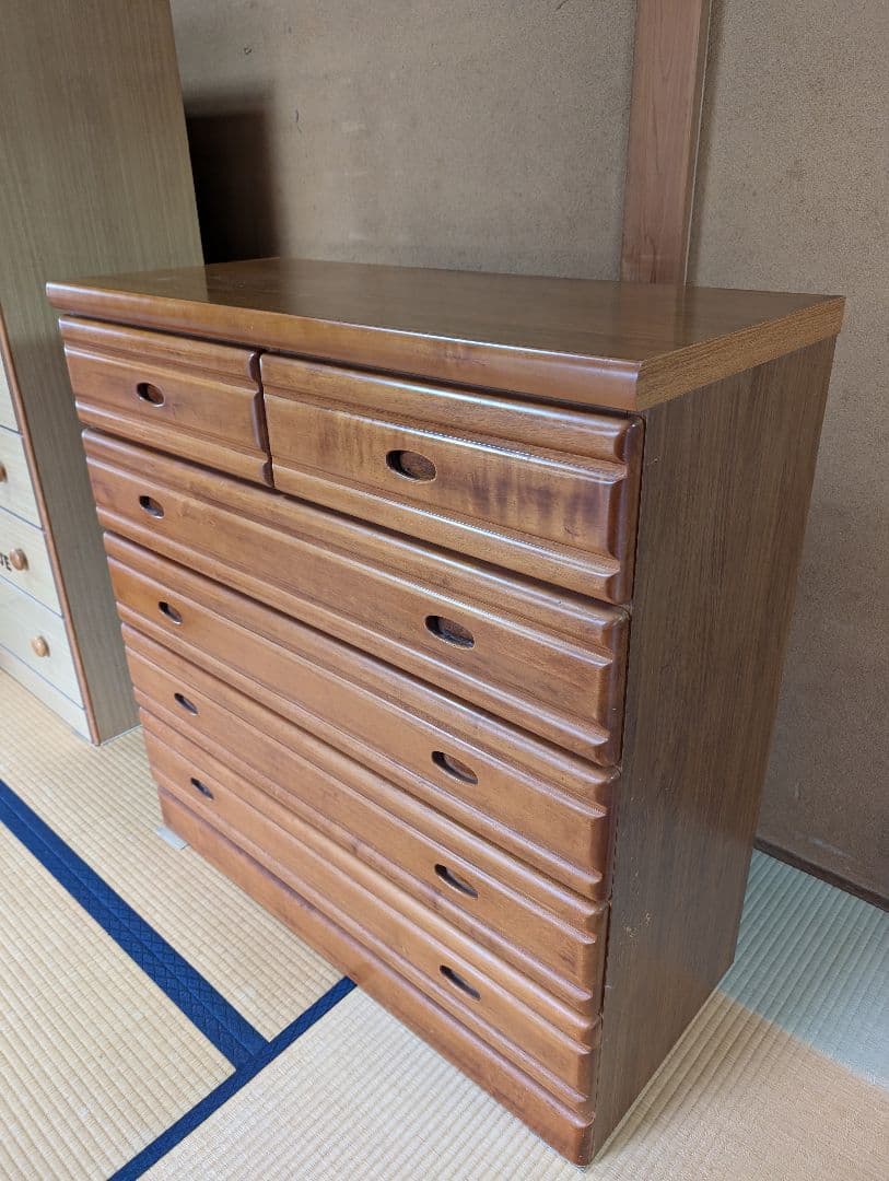 ☆最終大幅値下げ☆木製レトロ整理ダンス 5段7引き出し ブラウン