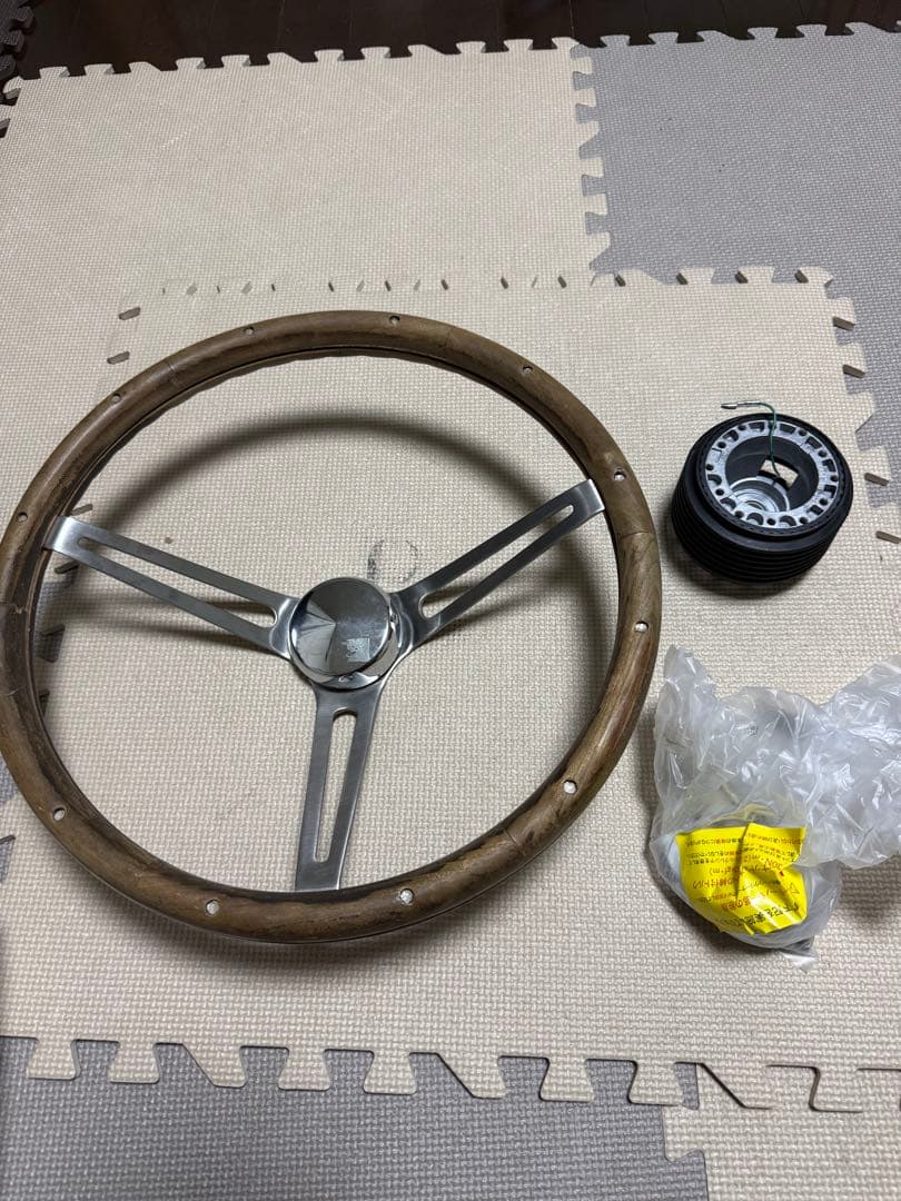 ウッド アルミ ステアリングホイール 3本スポーク