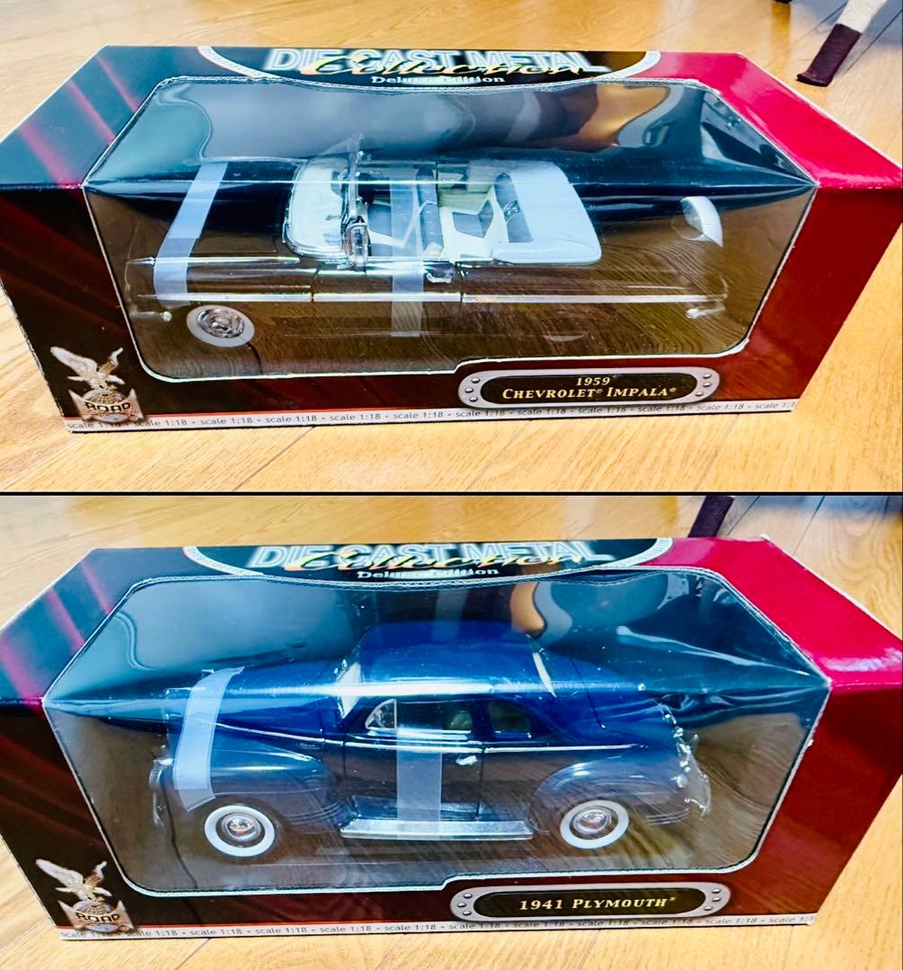1/18スケール　ミニカー シボレー・インパラ/プリムス 箱入り2台セット
