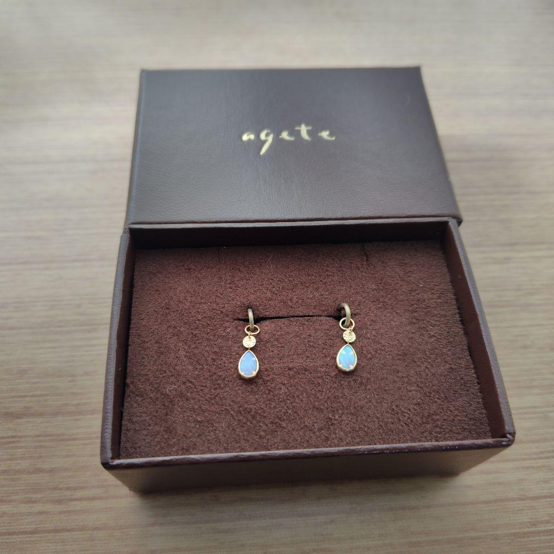 agete ゴールド オパールドロップ チャーム