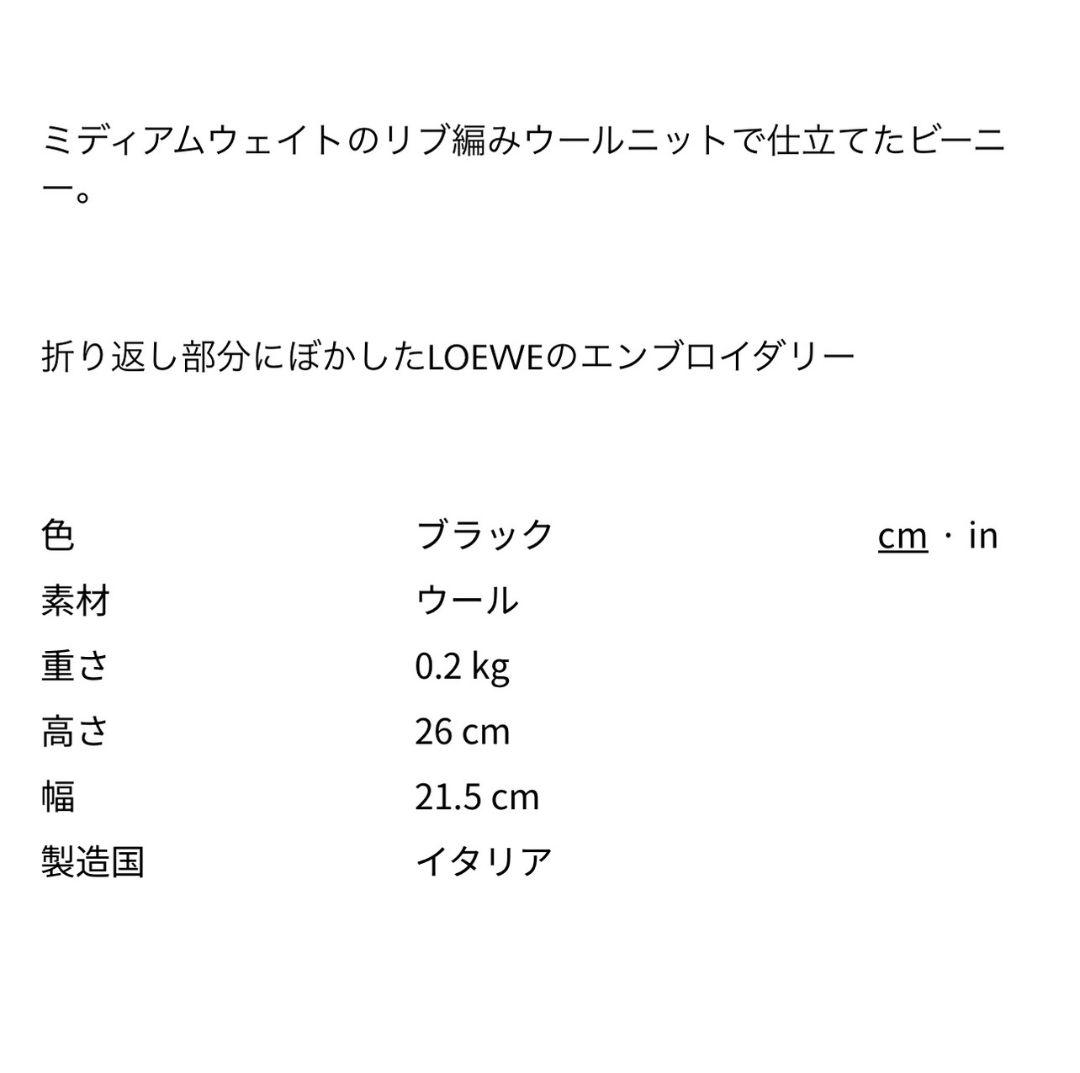LOEWE　ロエベビーニーブラックニット帽