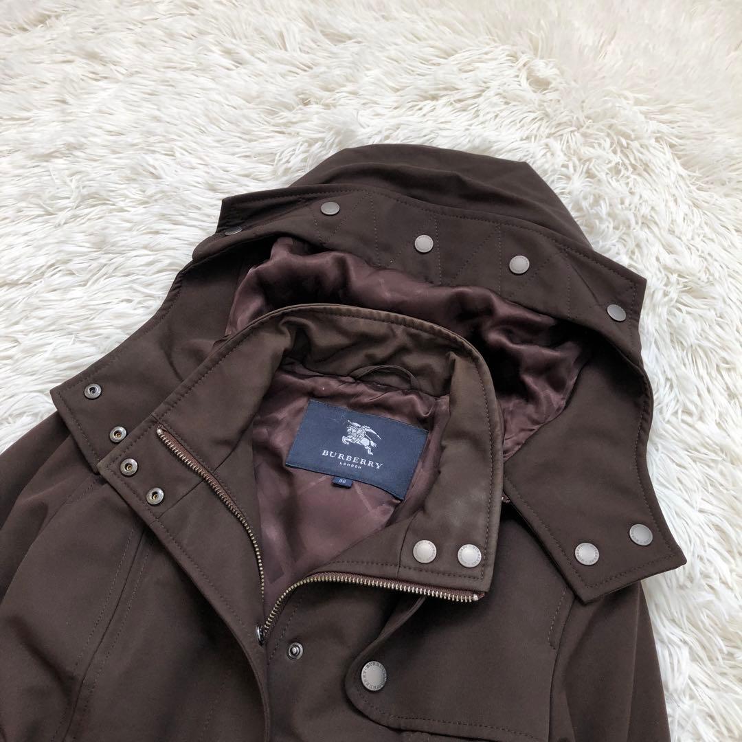 シャドーチェック✨希少モデル　バーバリーロンドン　フーデッドコート　ベルト