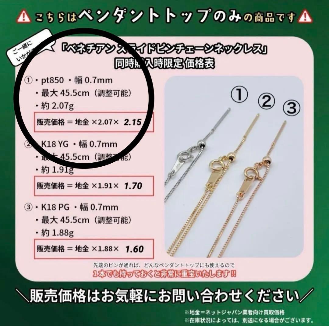 専用JA139トップ鑑付＋Pt850スライドピンチェーン★2点
