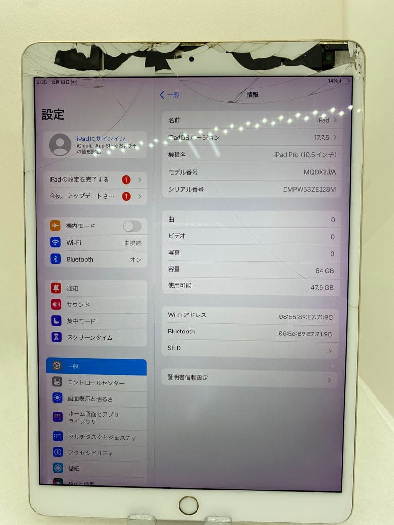 iPad Pro (10.5インチ) 64Gb EJ28M