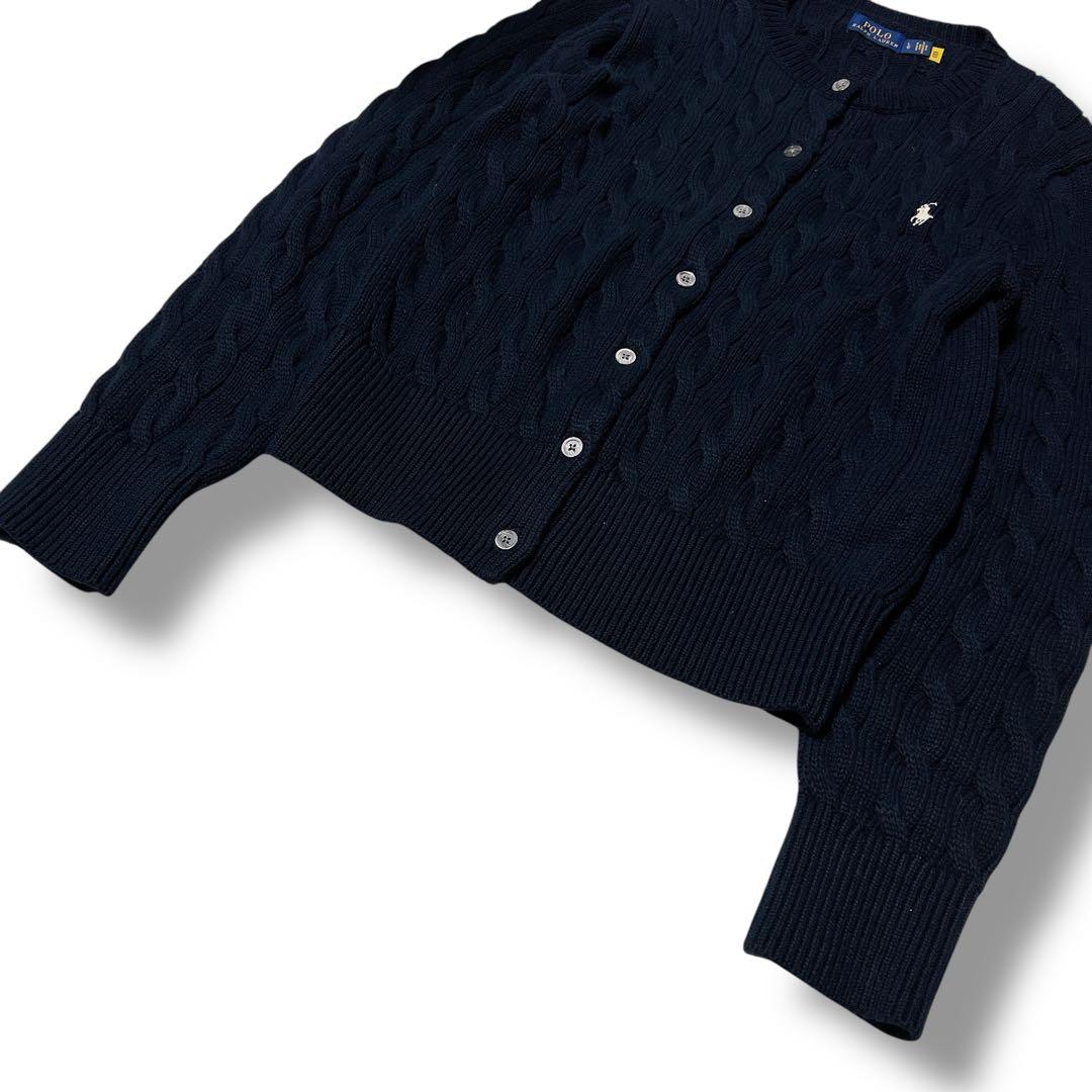 【美品】ポロラルフローレン コットン100 ケーブルニットカーディガン L
