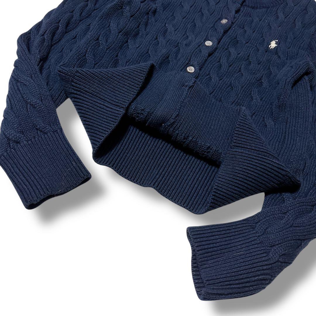 【美品】ポロラルフローレン コットン100 ケーブルニットカーディガン L