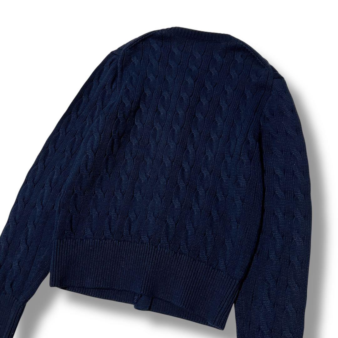 【美品】ポロラルフローレン コットン100 ケーブルニットカーディガン L