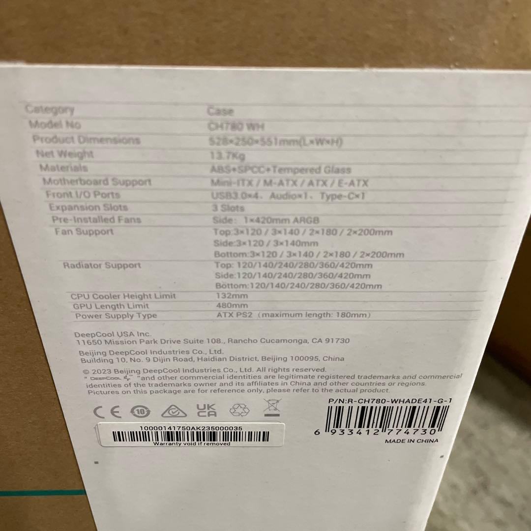 【自作PCケース】 Deepcool ch780 wh