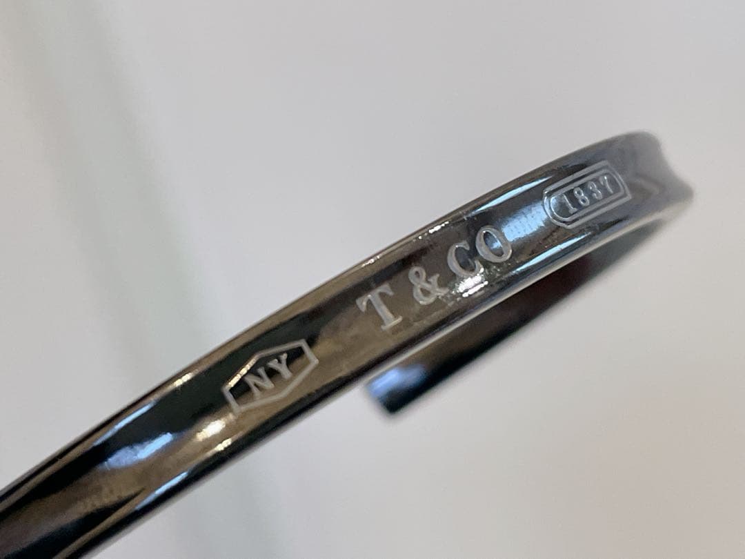 美品 ティファニー 1837 ナロー カフ バングル チタン