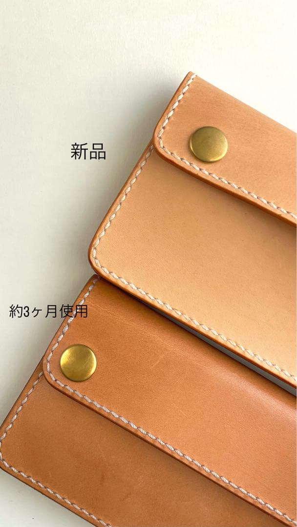ミドルトラッカーウォレット｜三層タイプ｜本革（牛革）ヌメ革 × 手縫い×真鍮金具