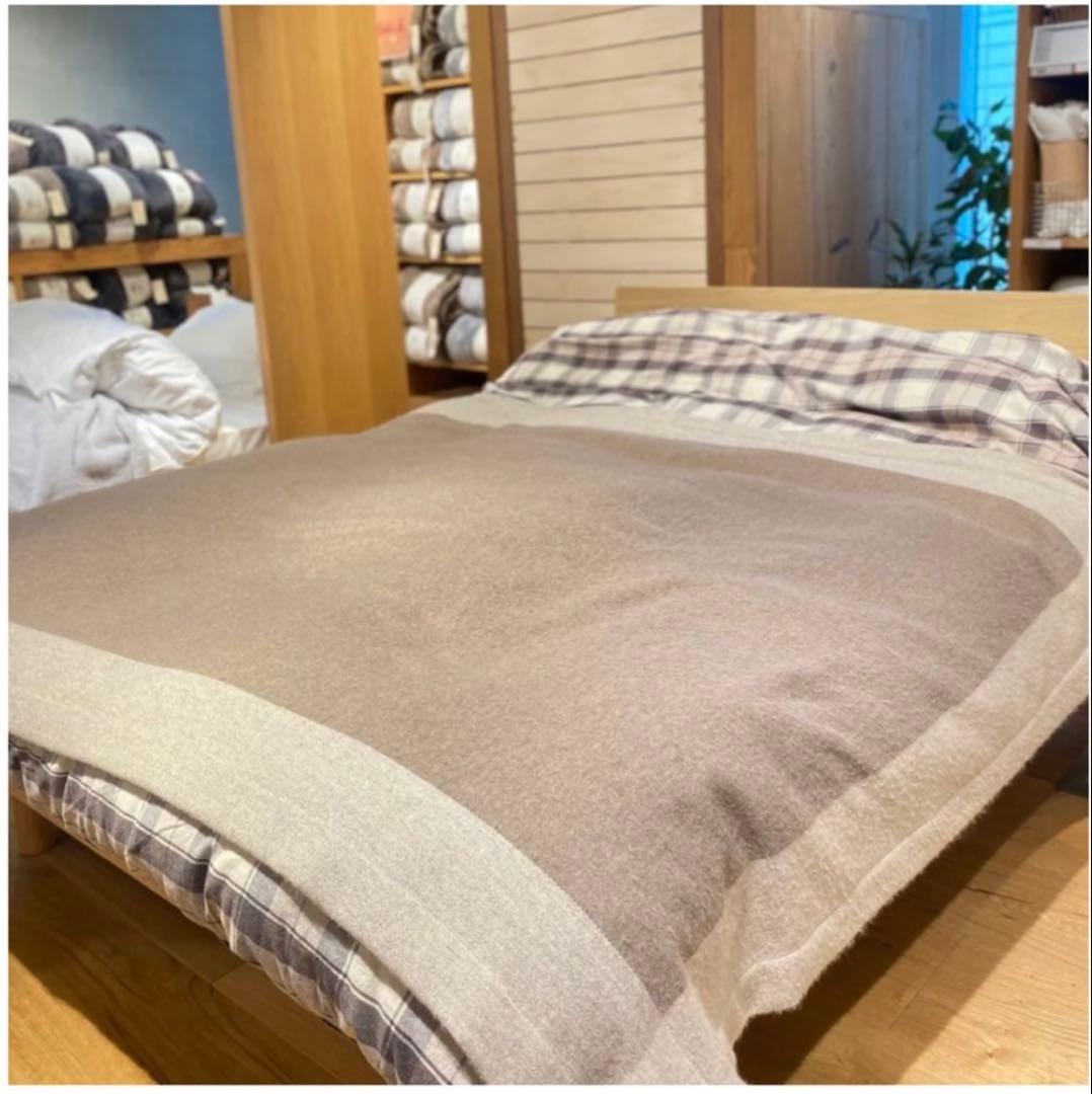 カシミヤ混 ダブルサイズ毛布 モカブラウン柄 無印良品 期間限定値下げ