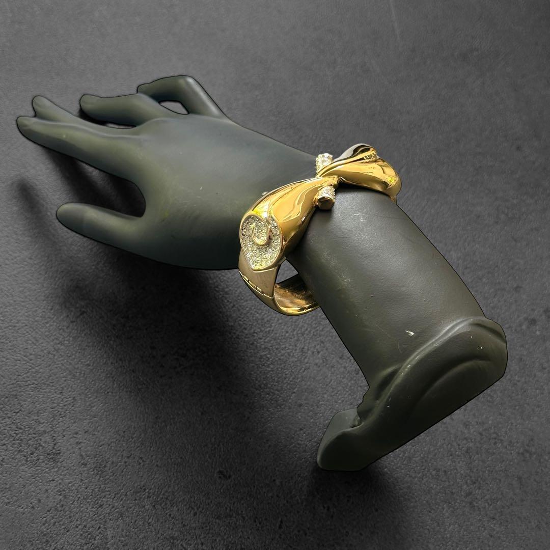 希少✨Chloe Ribbon Rhinestone Gold Bangle