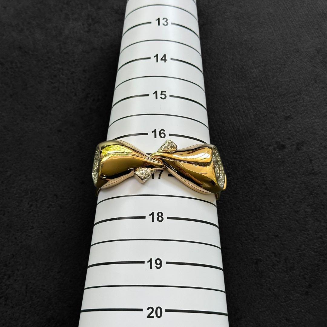 希少✨Chloe Ribbon Rhinestone Gold Bangle