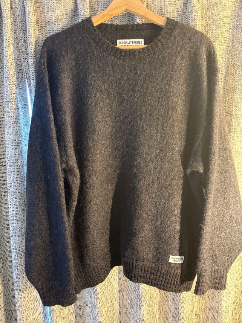 ワコマリア　ミックスモヘア　ニットセーター　チャコール　Lサイズ 2023fw