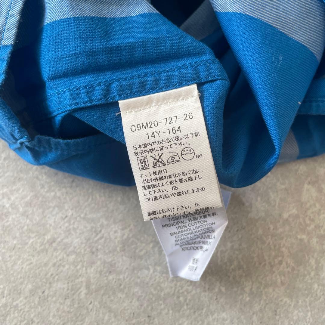 極美品BURBERRY children 14Y 164cm チェックシャツ青