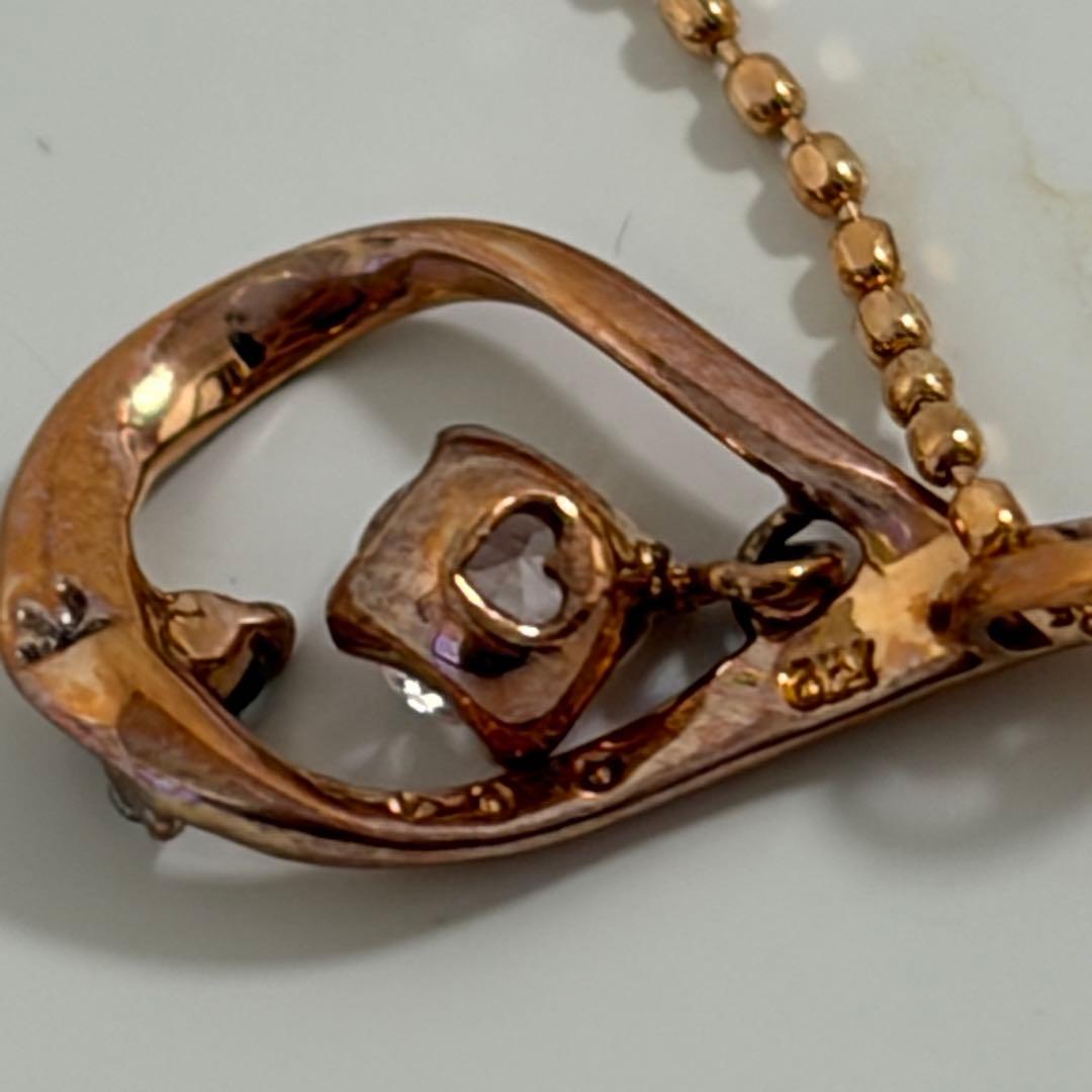 組曲　K10 ピンクゴールド ダイヤ　ネックレス　しずく型　ドロップ