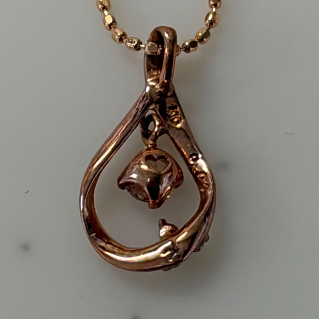 組曲　K10 ピンクゴールド ダイヤ　ネックレス　しずく型　ドロップ