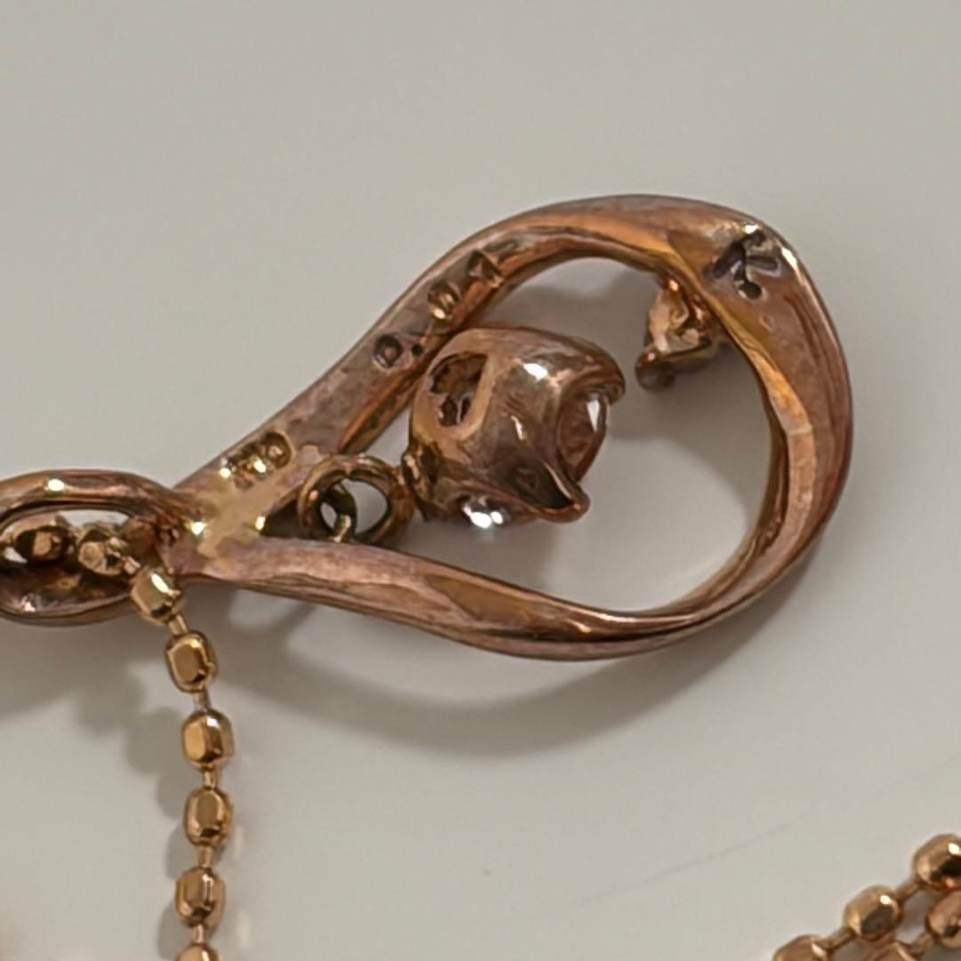 組曲　K10 ピンクゴールド ダイヤ　ネックレス　しずく型　ドロップ