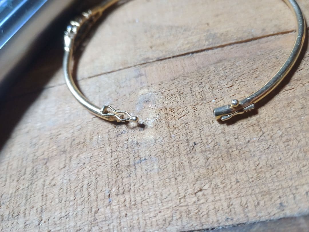 14金ゴールド14kバングル ルビー、ダイヤ付き レトロアンティーク お姫様系