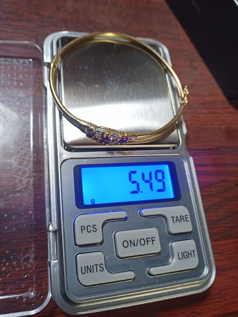 14金ゴールド14kバングル ルビー、ダイヤ付き レトロアンティーク お姫様系