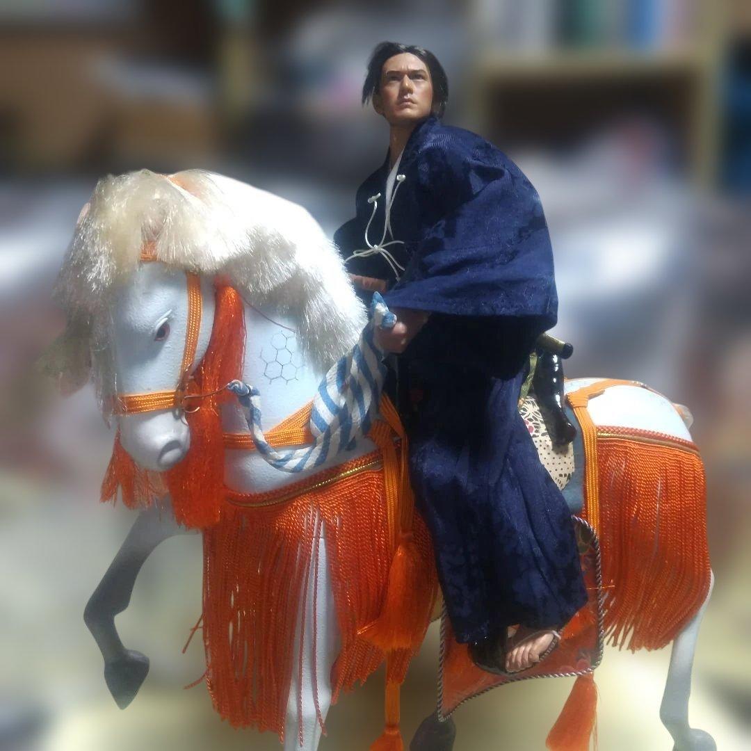 (^-^)値下げしました☆織田三郎信長騎馬アクションフィギュア紺色直垂衣装