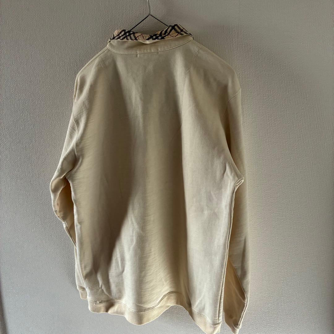 90sBurberryバーバリーハーフジップスウェットトレーナーノバチェックsm