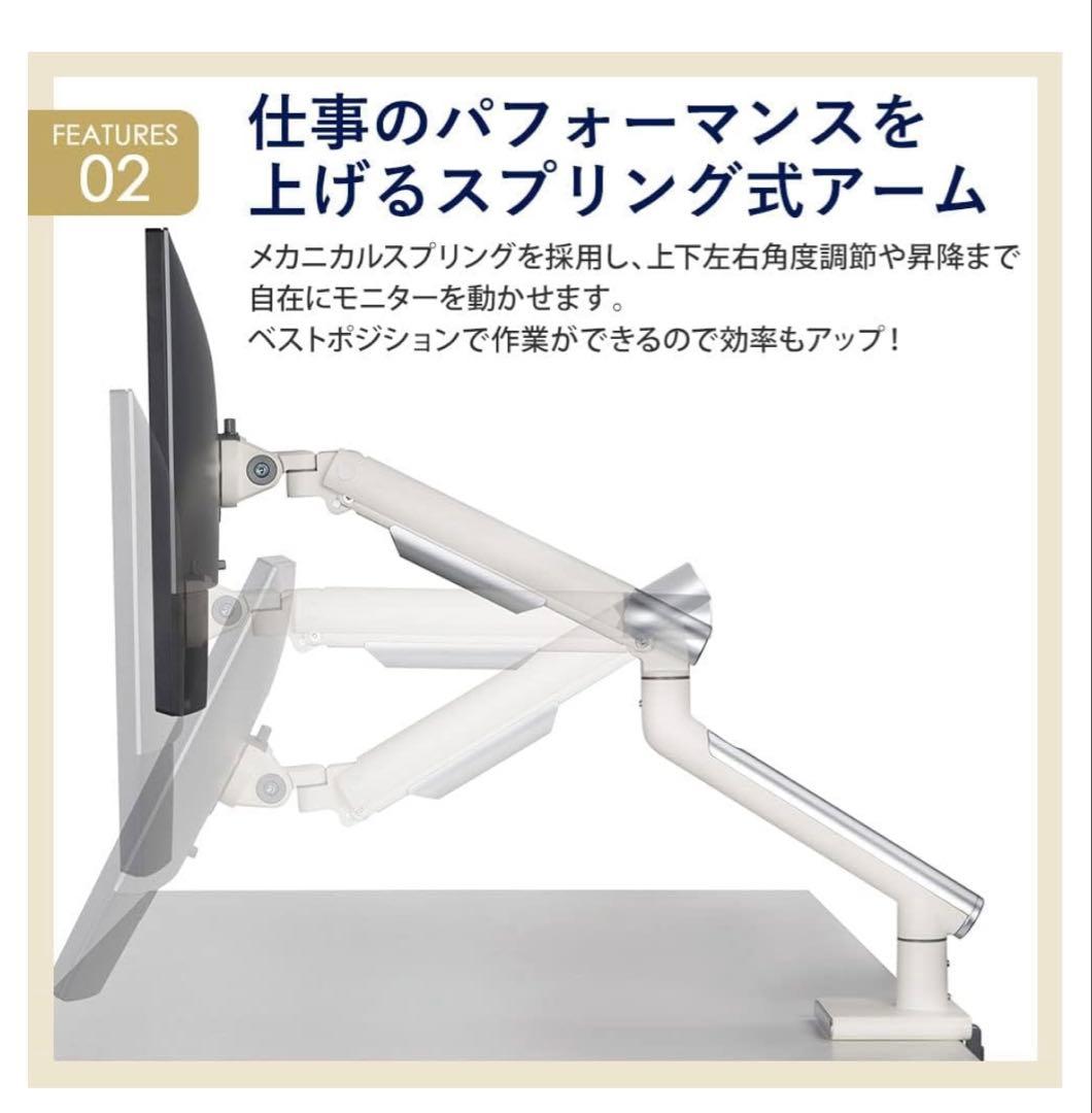 【iggy】ホワイト スプリング式モニターアーム