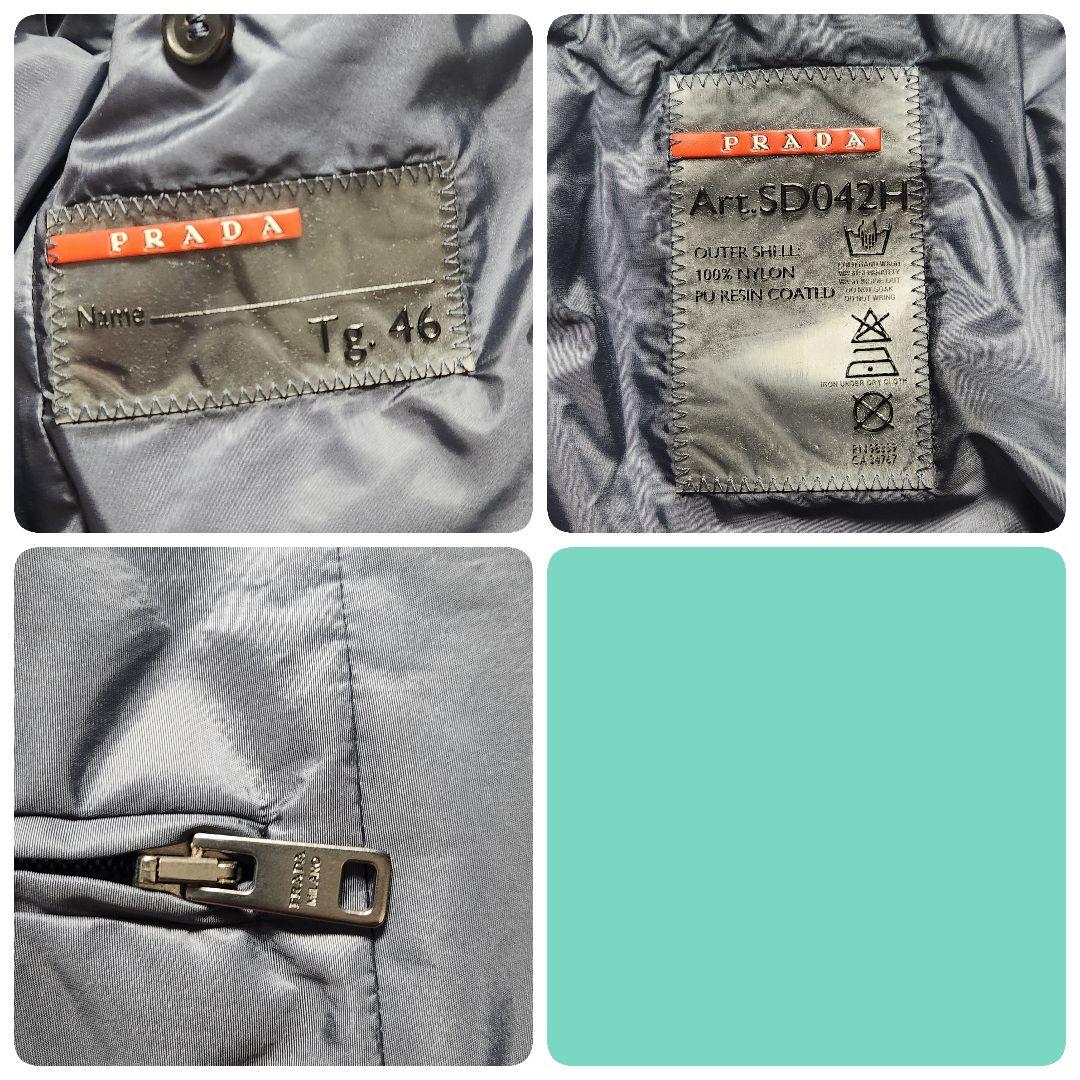 プラダ 現行タグ テーラードジャケット ナイロン ネイビー