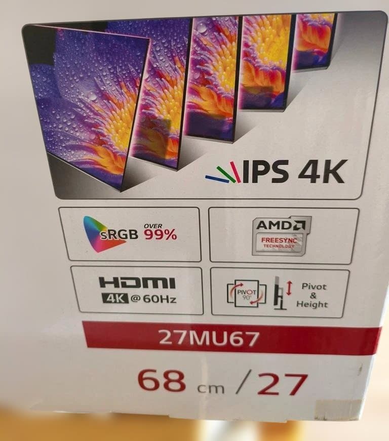 LG 27型ワイド 27MU67 IPS 4K モニター 中古美品 箱付き