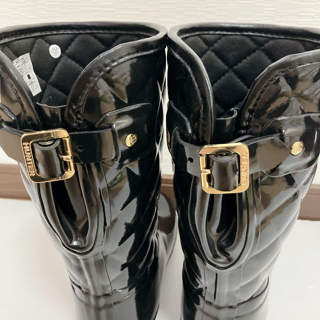 未使用級 HUNTER レインブーツ リファインドグロスキルト UK5